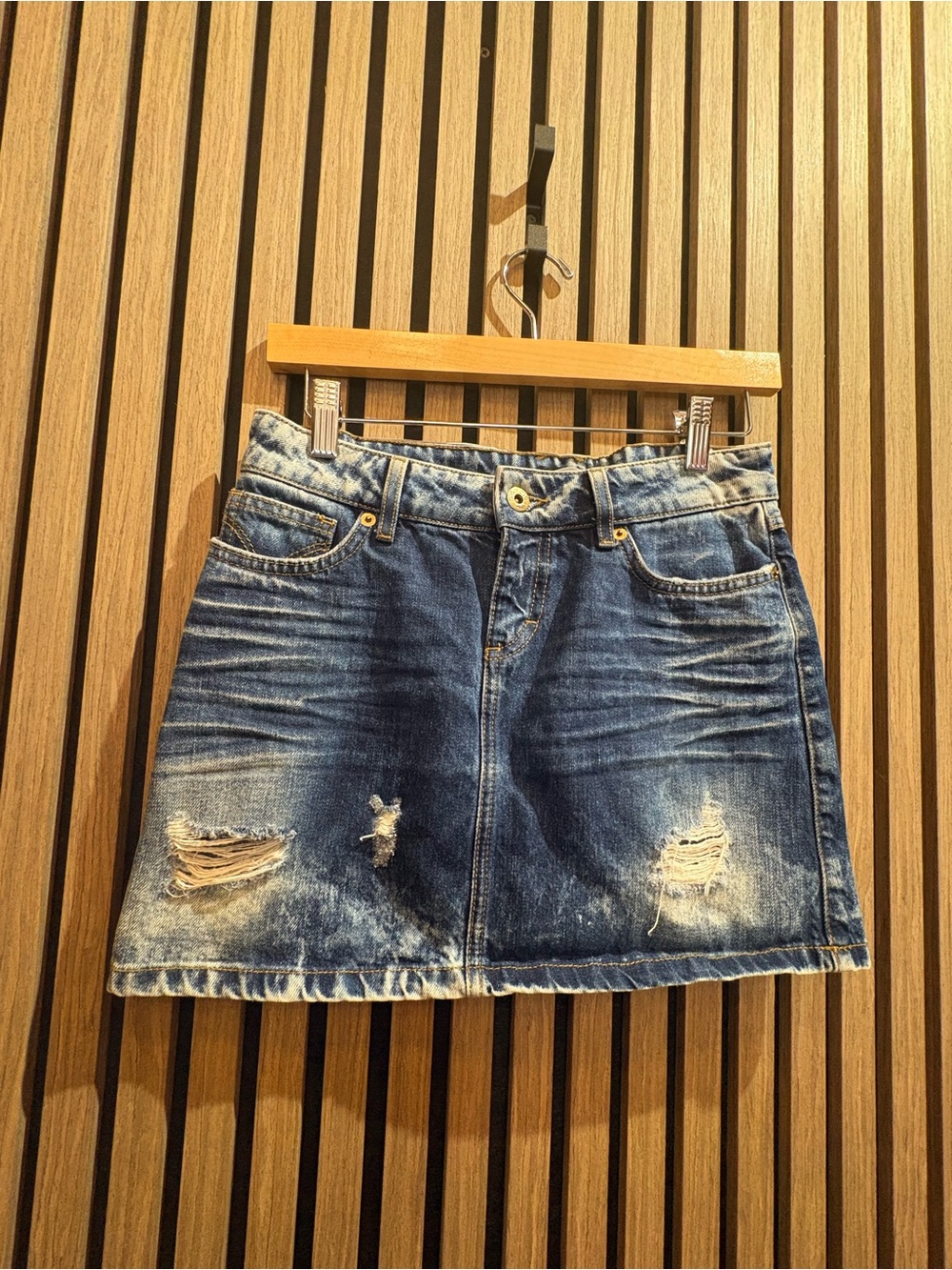 Dolce & Gabbana Y2k Distressed Dark Blue Denim Mini Skirt